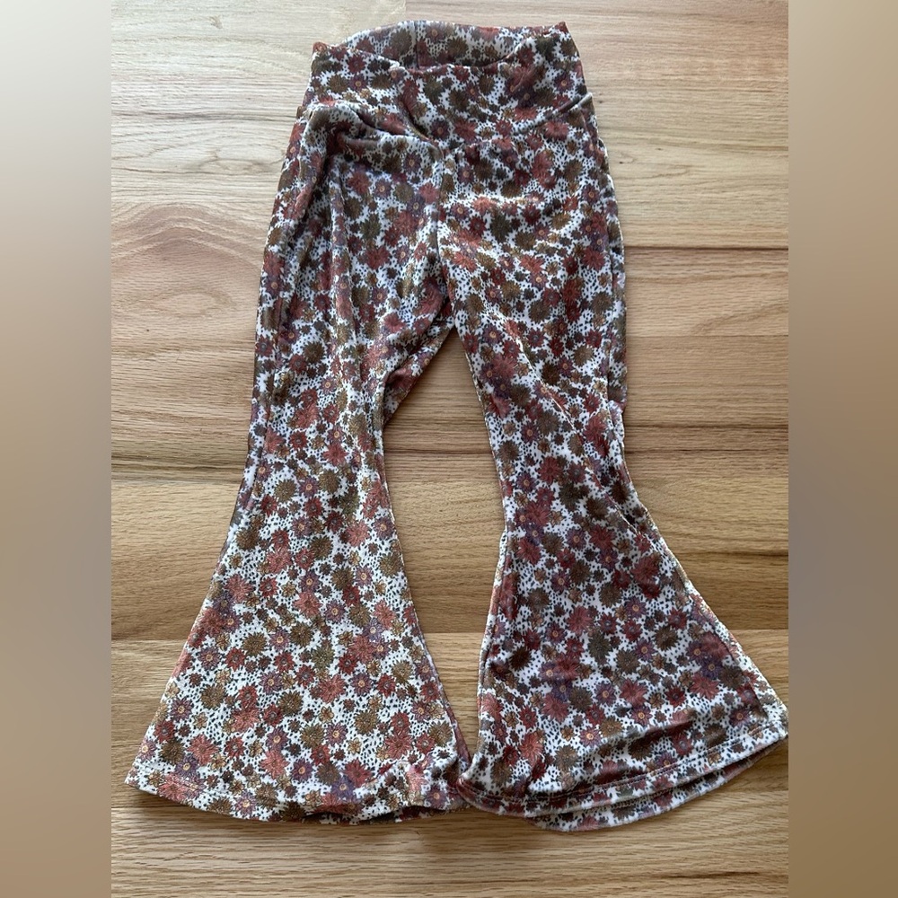 Handmade- Floral Velvet Bell-Bottom Kids Pants